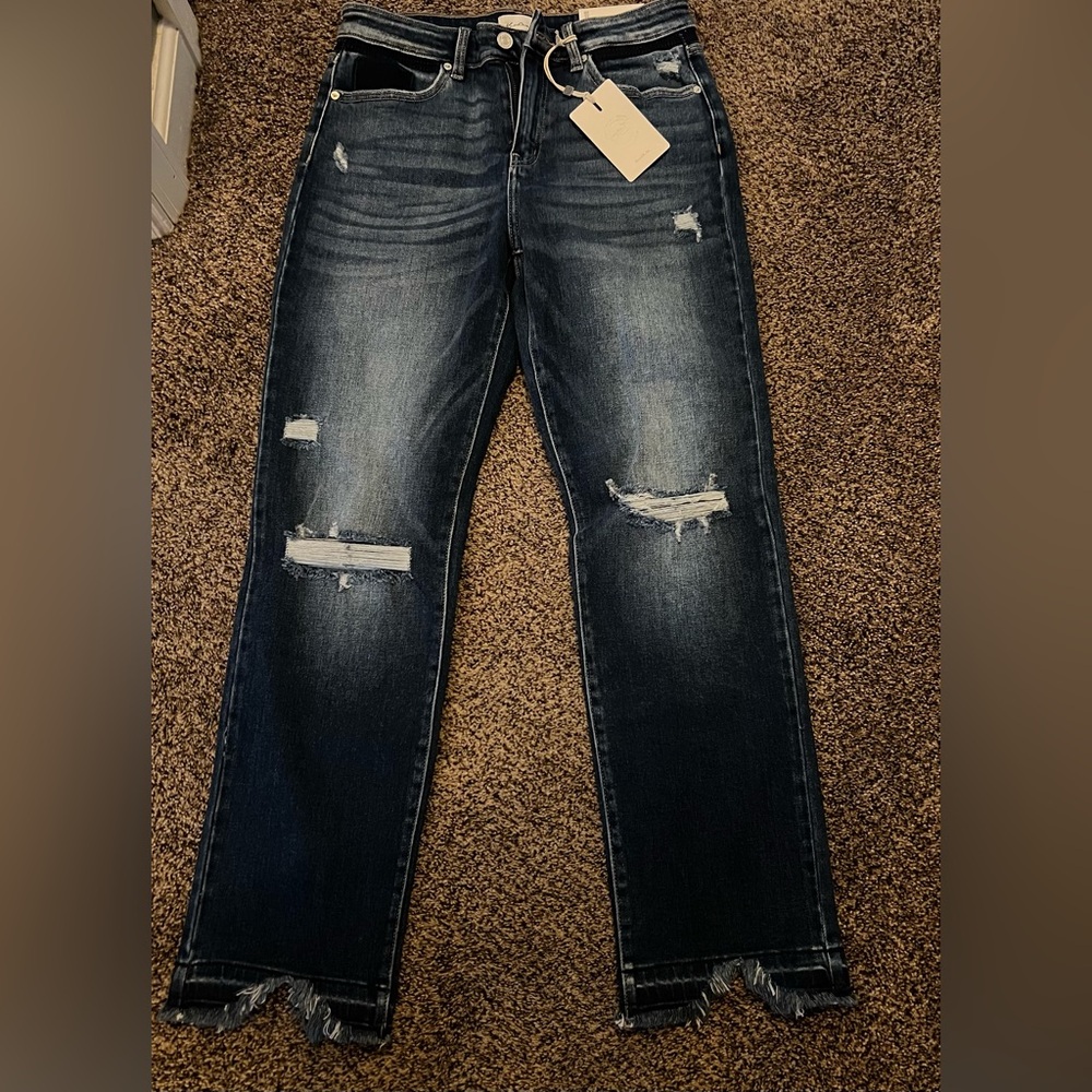 KANCAN THIS IS ME TRYING STRAIGHT DISTRESSED JEANS  Size 7/27 NWT - Picture 5 of 7